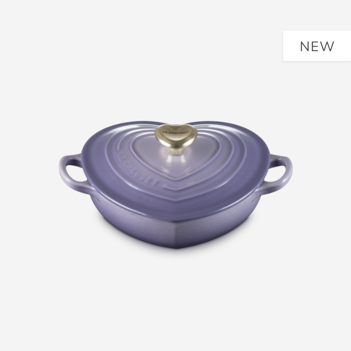 Cast Iron Shallow Heart Casserole with Light Gold Heart Knob