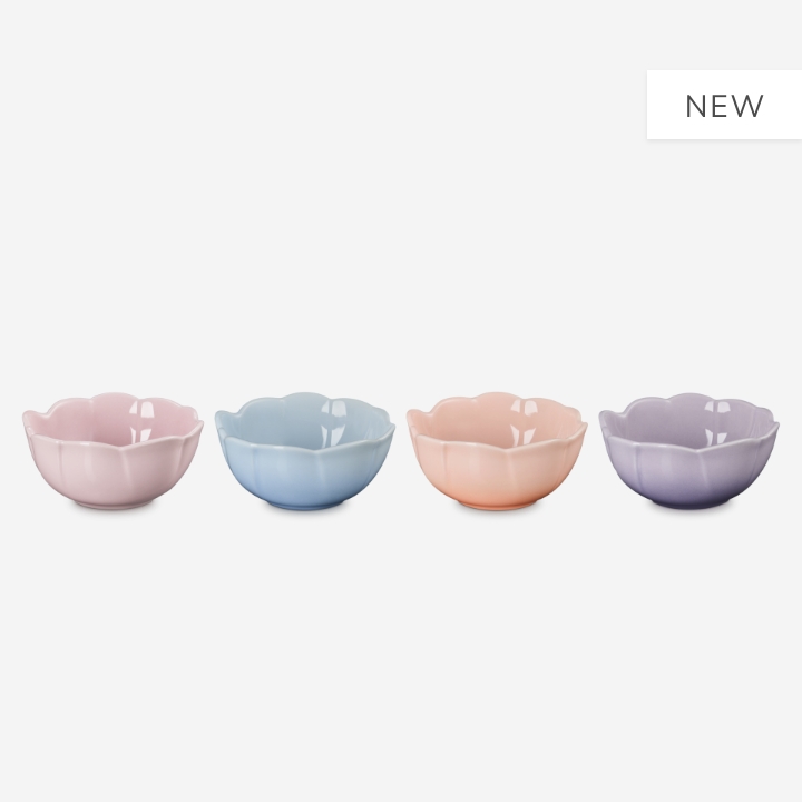 Stoneware Petal Set of 4 Mini Bowls Mix