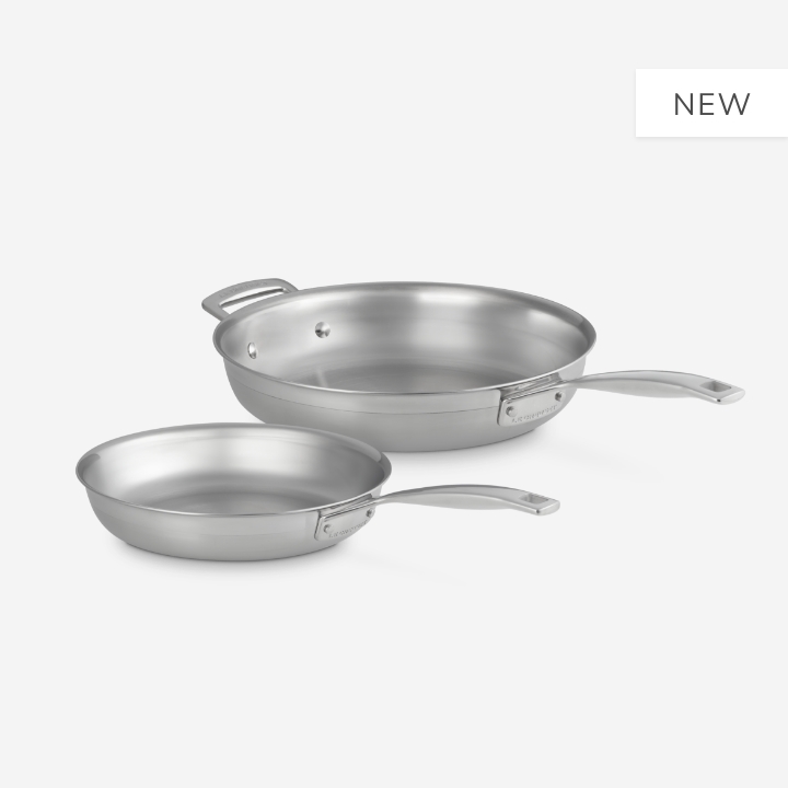 3-ply Stainless Steel 2-Piece Uncoated Frying Pan Set