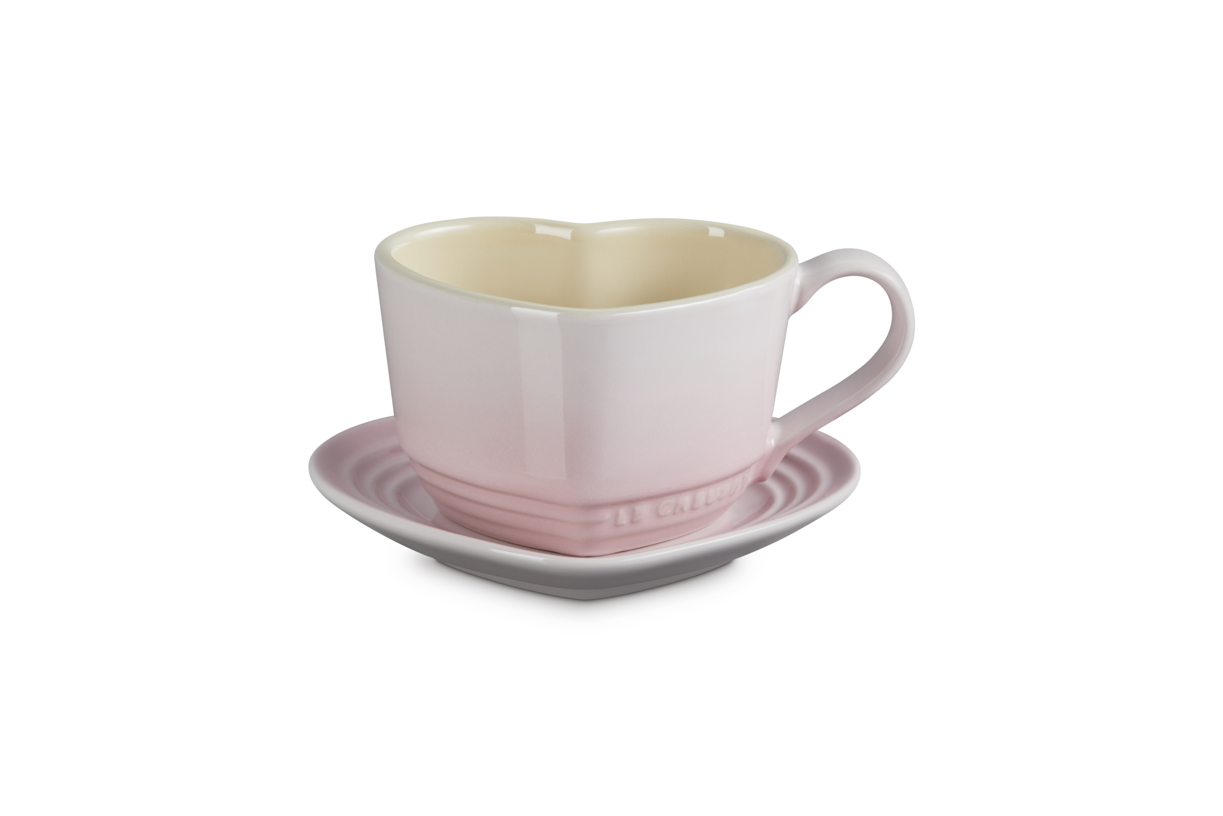 Stoneware Heart Mug with Saucer