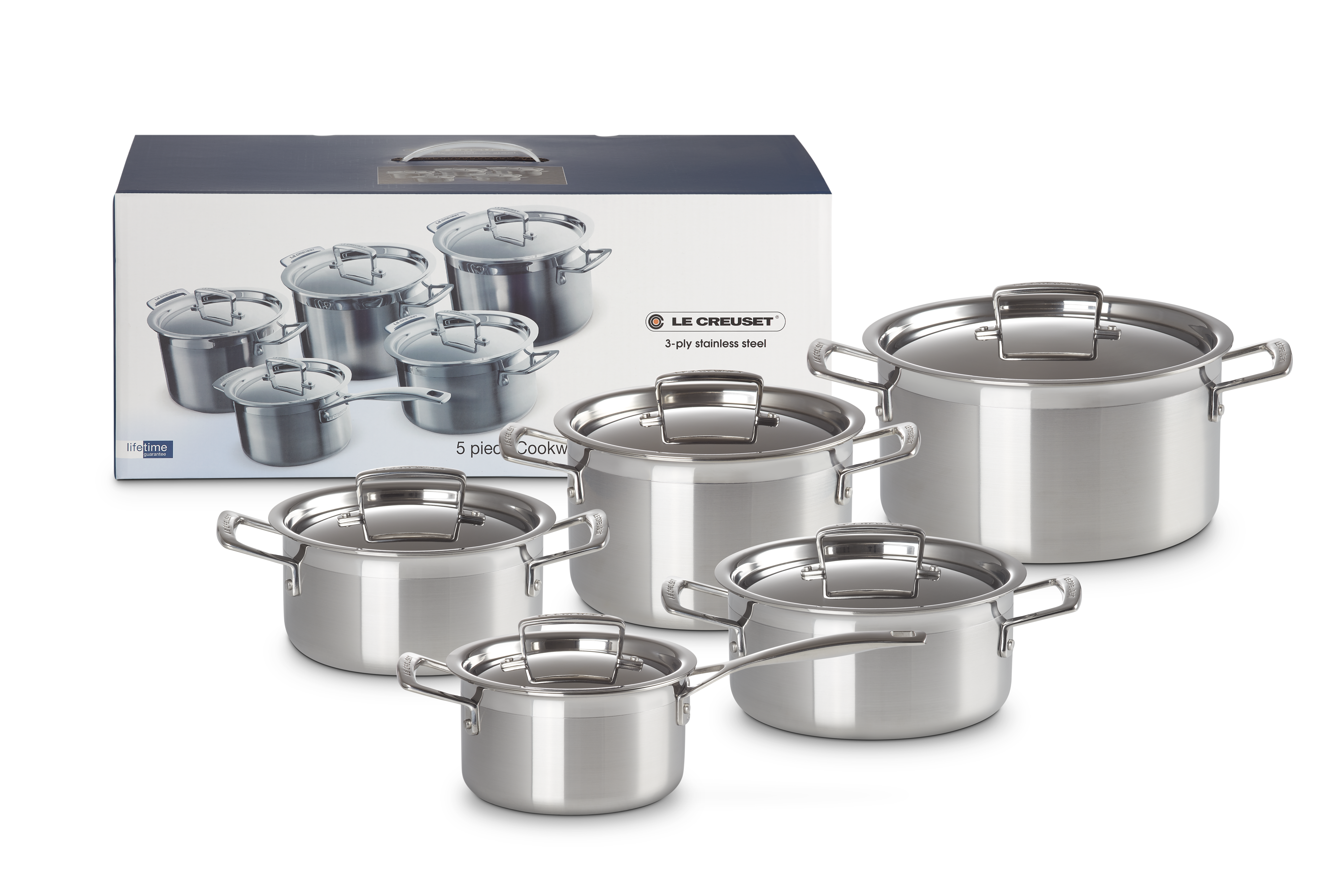 3-ply Stainless Steel 5-piece Cookware Set