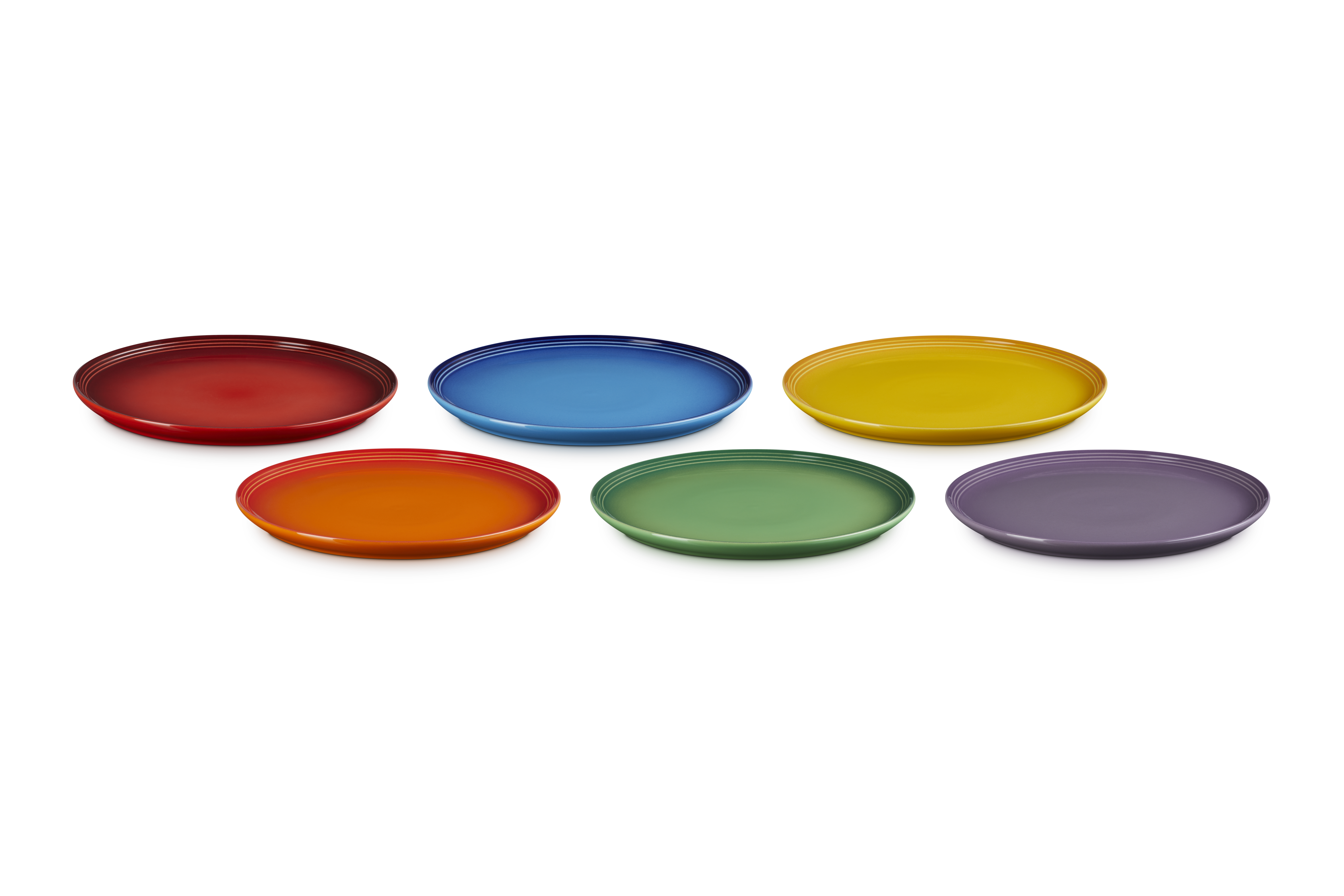 Stoneware Rainbow Set of 6 Coupe Dinner Plates