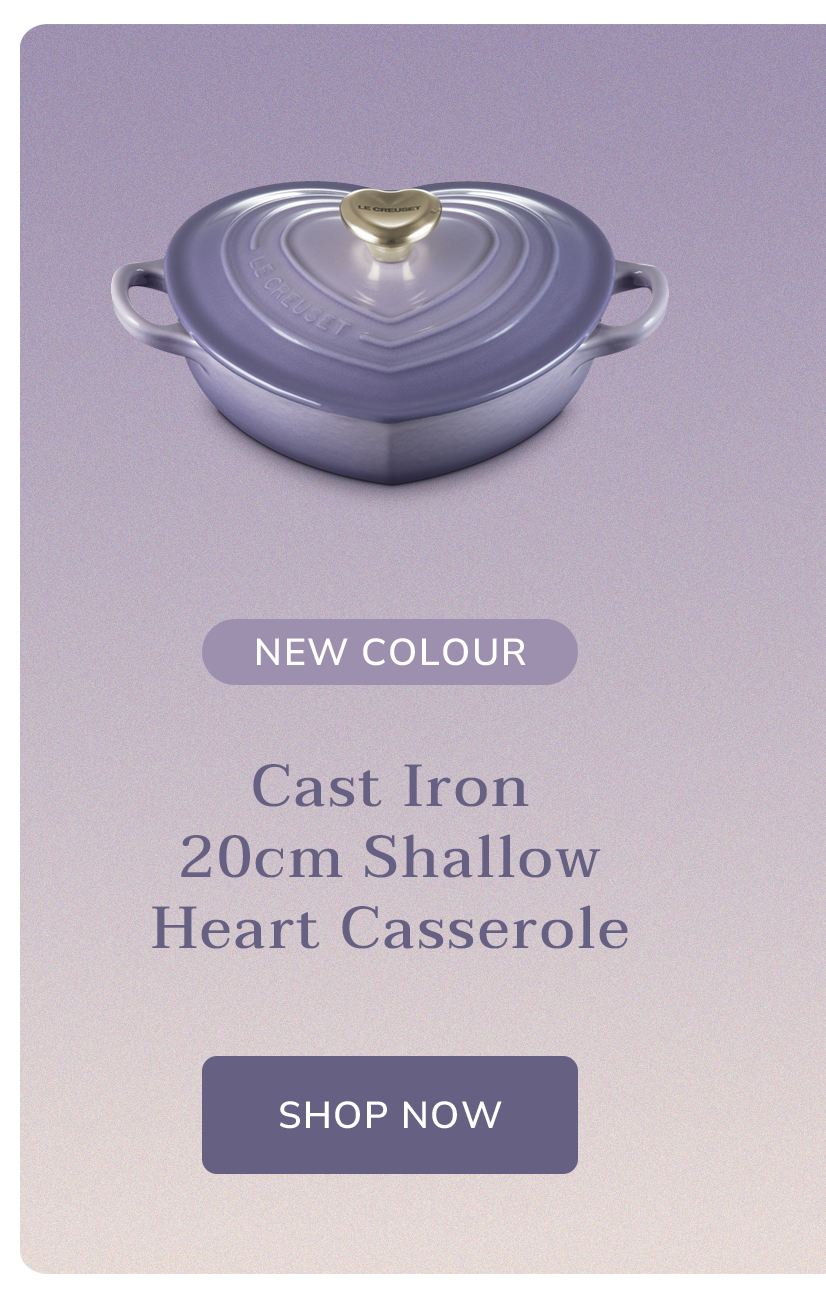Cast Iron Heart Shallow Casserole with Light Gold Heart Knob